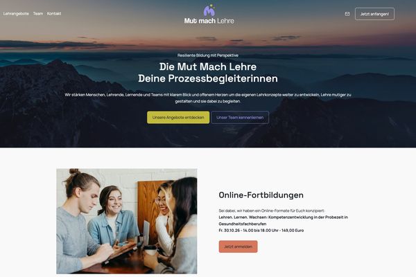 Mut Mach Lehre – Paceways Website Beispiel
