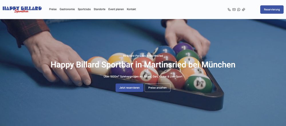 Website von Happy Billard