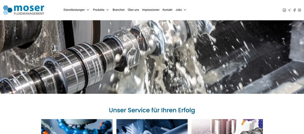 Website von Moser Fluidmanagement