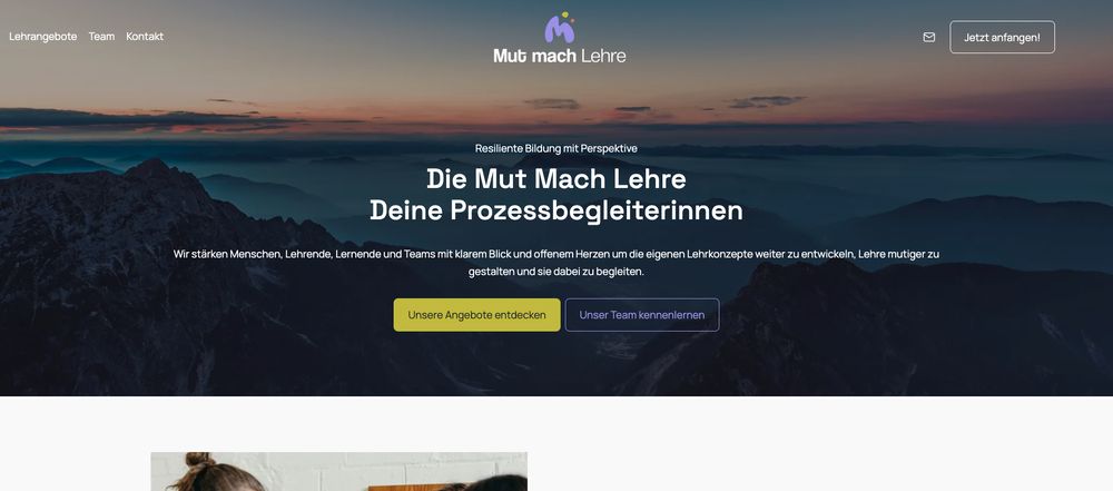 Website von Mut Mach Lehre