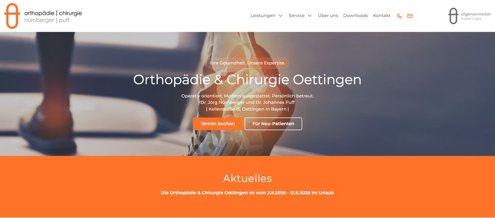 Website von Orthopädie & Chirurgie Oettingen