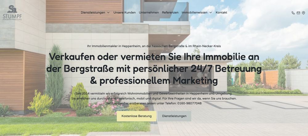 Website von Stumpf Immobilien Vermittlung